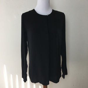 Theory 100% Silk Black Long Sleeve Blouse Sz Small